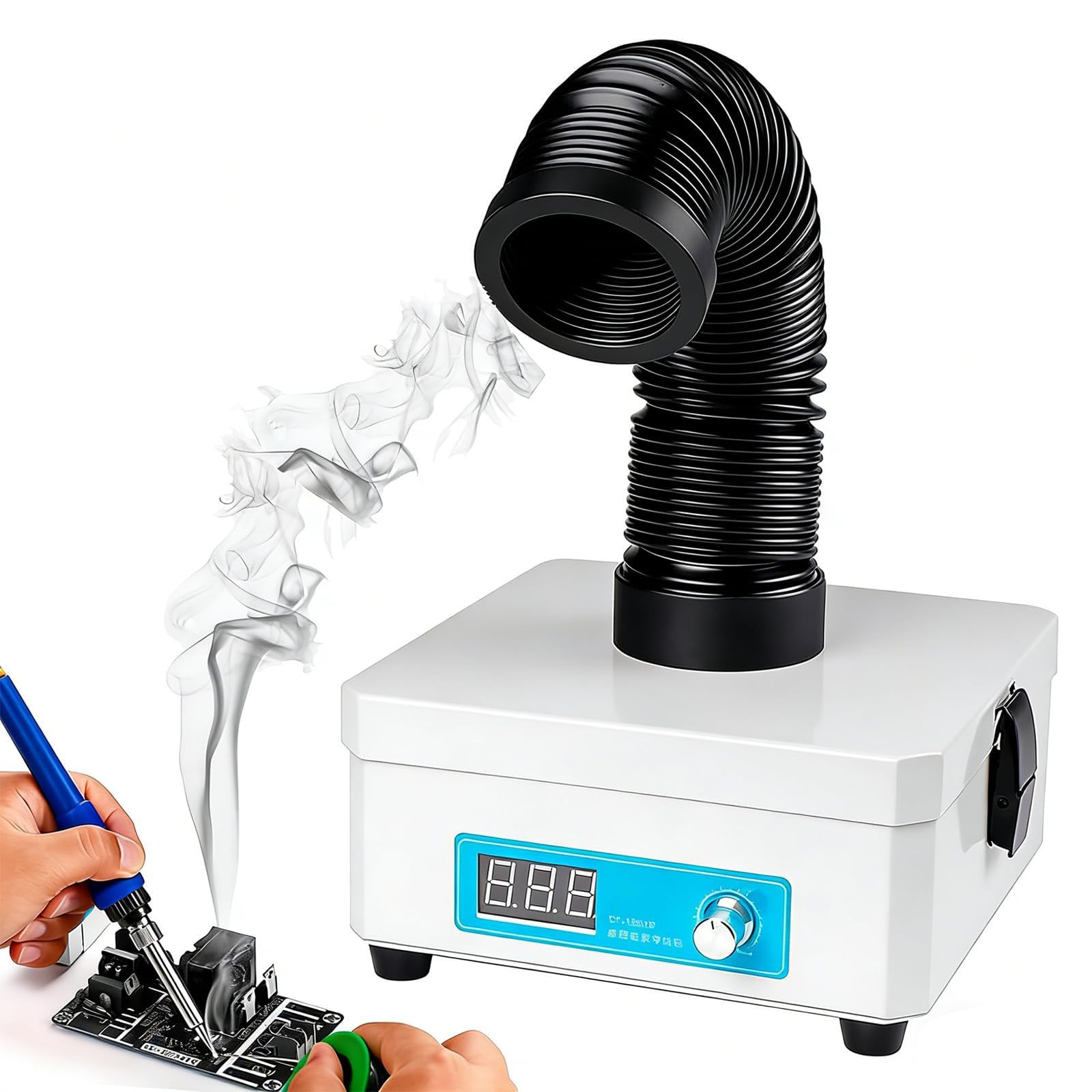 Extractor eléctrico de humos de soldadura, 15 W, con pantalla y filtro de 3 capas, extractor de silencio de 50 m³/h para soldadura láser, absorción de humo