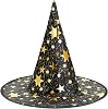 American Trends Halloween Witch Hat for Women Wizard Hat with Gold Star Cosplay Costume Accessory for Party