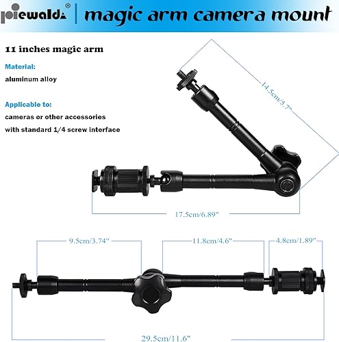 Miniatura 10 de Brazo articulado de brazo mágico para cámara, brazo articulado de fricción ajustable de metal de 20 pulgadas con súper abrazaderaclip de teléfono,