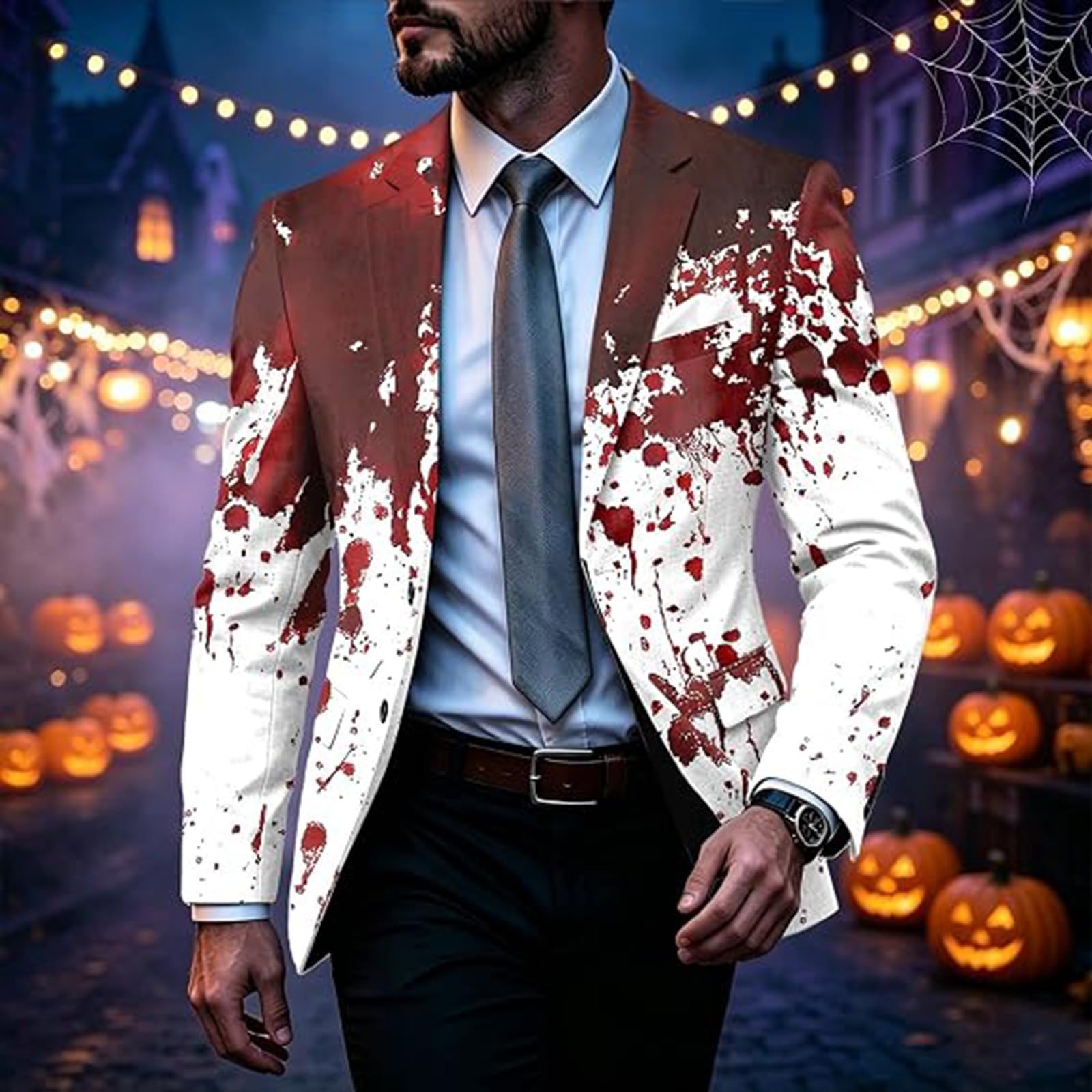 Abrigo informal de hombre con estampado divertido de Halloween