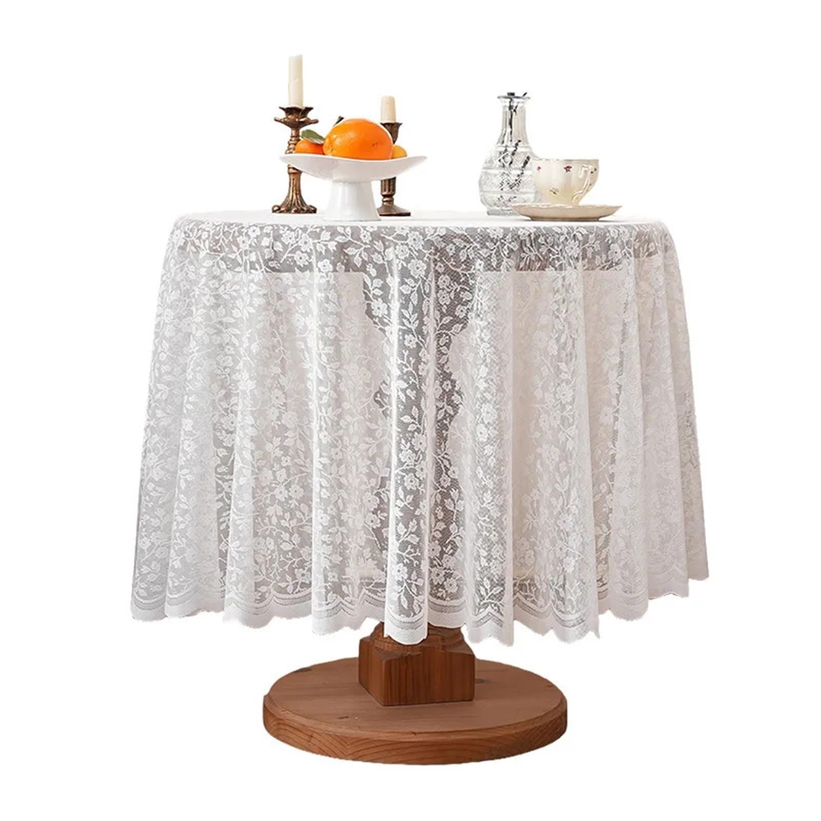 NJIEzhao Embroidered Lace Tablecloth 180cm Round Floral Tablecloth Vintage Embroidery Snowy Elegant White Lace Table Cloth(140x180cm Rectangle)