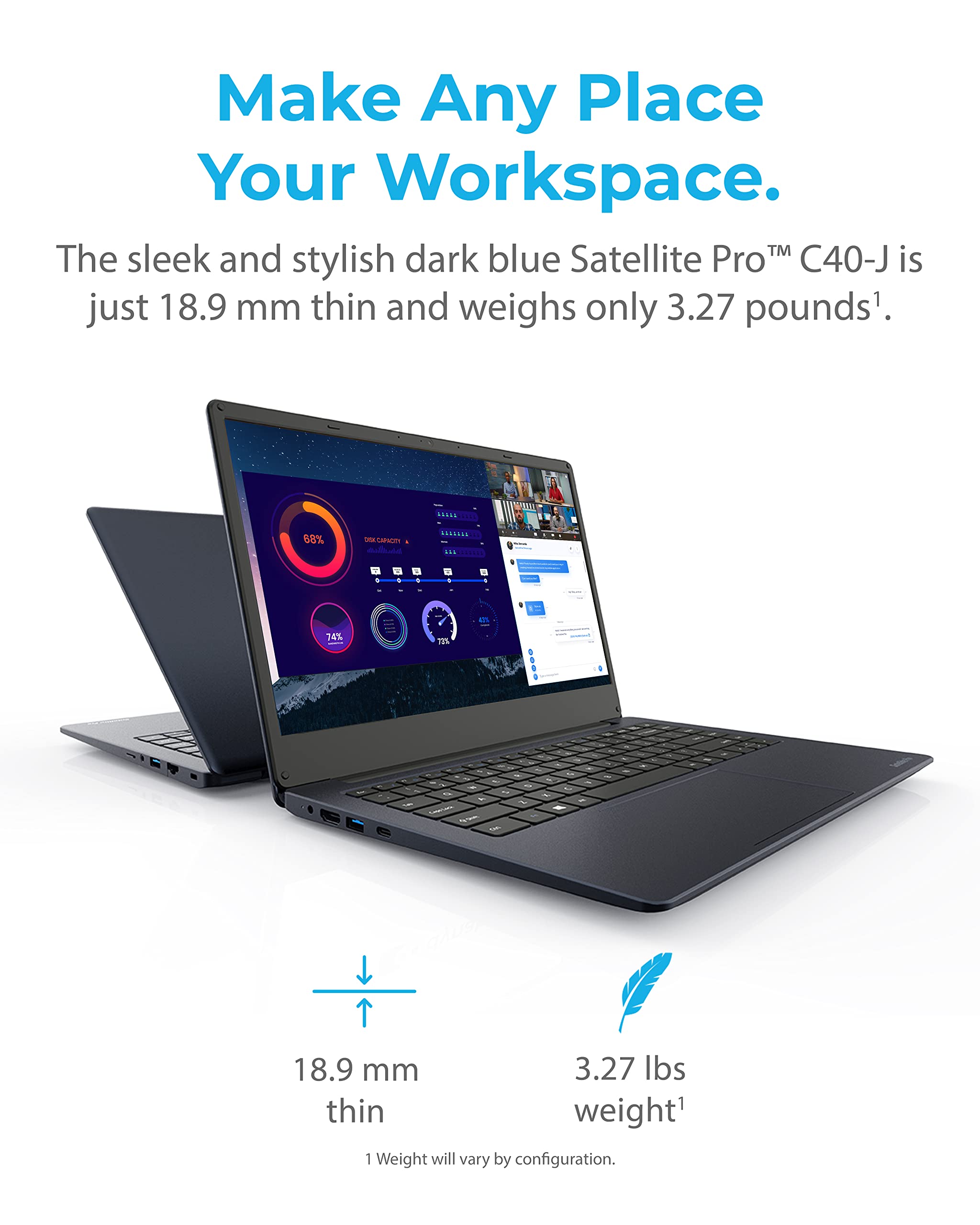 Dynabook Satellite Pro C40-J14210 Laptop, 11ª geração Intel Core