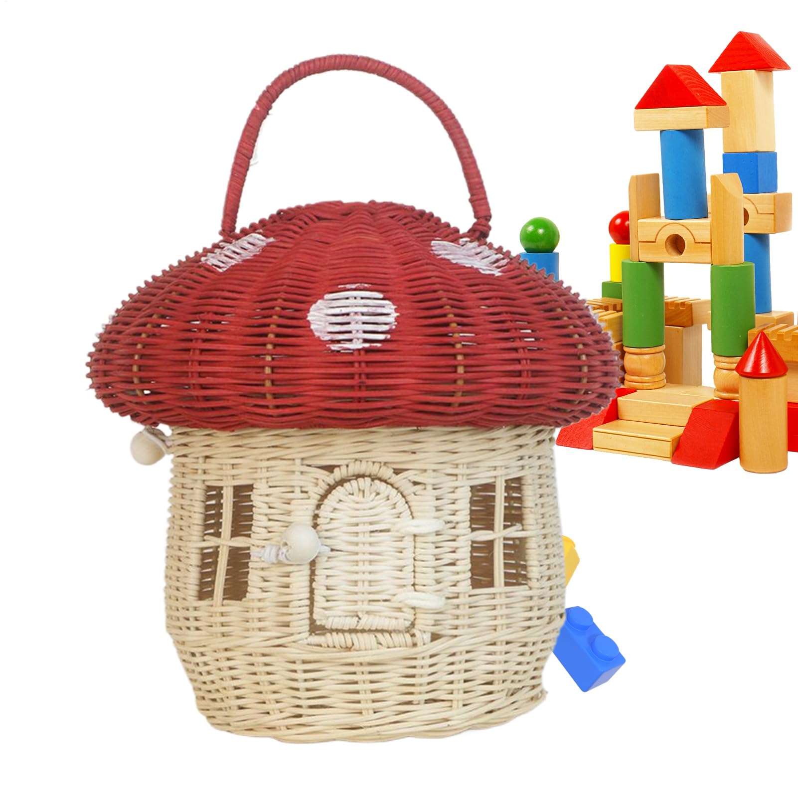 Cesta de Almacenamiento Rattán Hecho a Mano Decoración del Hogar | De Mimbre Para Escritorio Almacenamiento para Picnic Exterior Playa Cocina Sala Aperitivos Comida Juguetes Niños Adultos