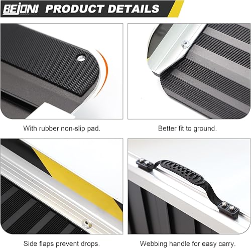 Miniatura 21 de BEJONI Rampa portátil plegable para silla de ruedas de 5 pies, rampa de umbral de aluminio antideslizante para escalones y puertas del hogar, rampa