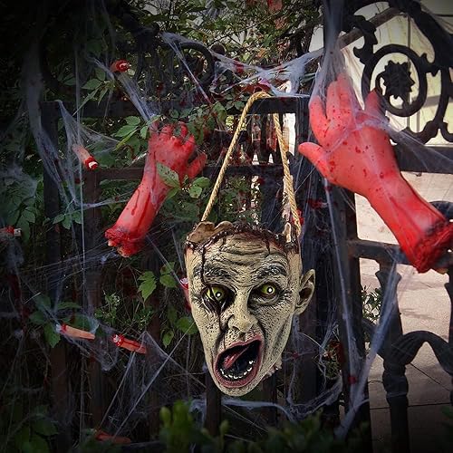 Miniatura 2 de Bolsa de dulces de cabeza de zombi de Halloween, bolsa de mano de dulce o truco, bolsa de dulces aterradores colgantes con cabeza de vampiro