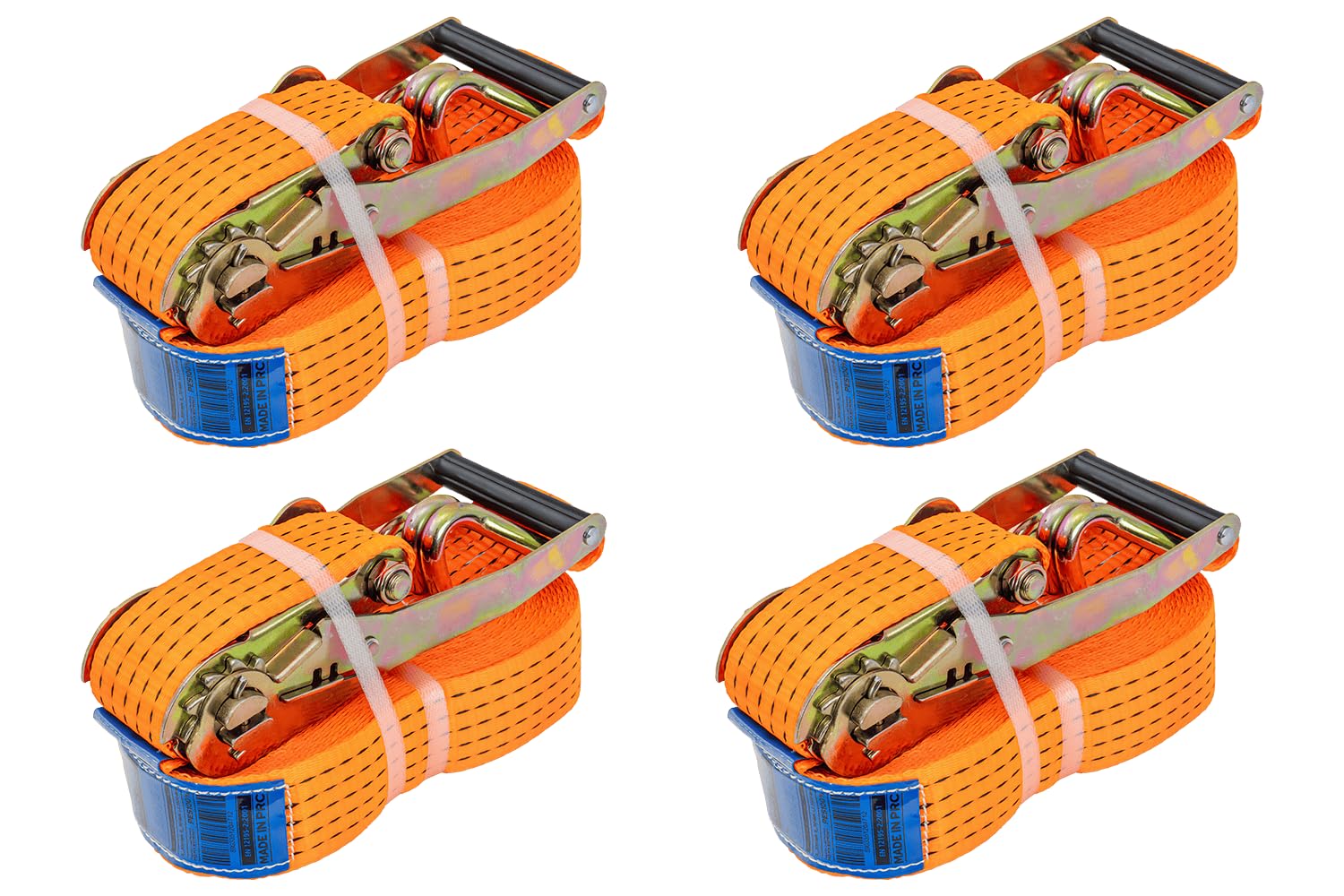 UNITRAILER Set 4 Cinghie di ancoraggio con cricchetto 10m 50mm 5t Arancioni kit professionale per fissaggio carichi pesanti su camion rimorchio e bisarca con gancio in acciaio zincato