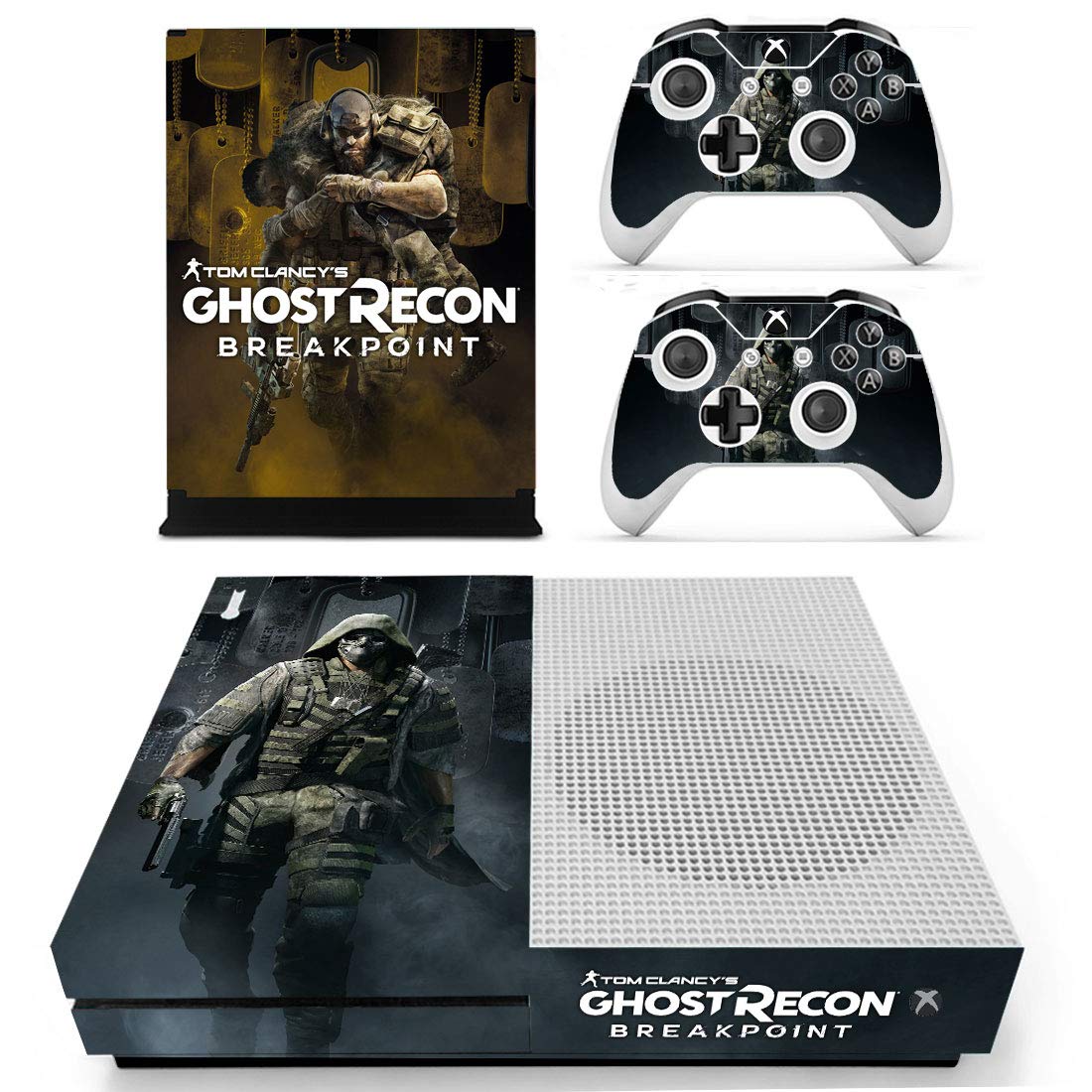 Xbox One S Ghost Recon Console Skin, Decal, Vinyl, Sticker, Faceplate - Console and 2 Controllers - Protective Cover XBOX ...