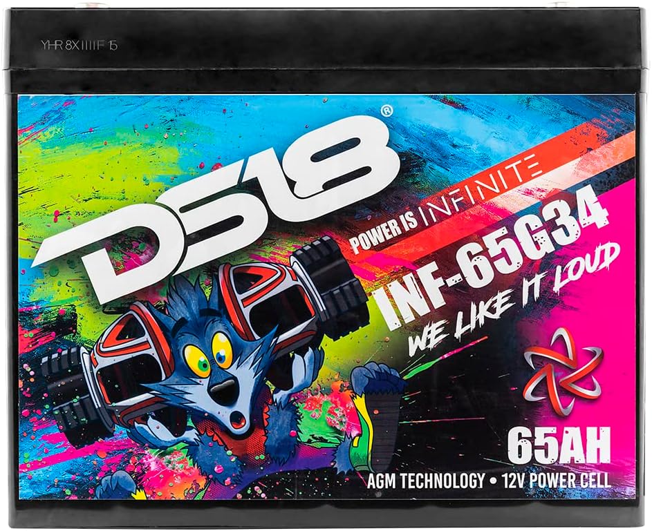 DS18 INF-65G34AH INFINITE 65 AH Group 34 Power Cell Battery Maintenance Free - High Performance for Car Audio, Motorsports, Motorcycle, Jet Ski, ATV & UTV