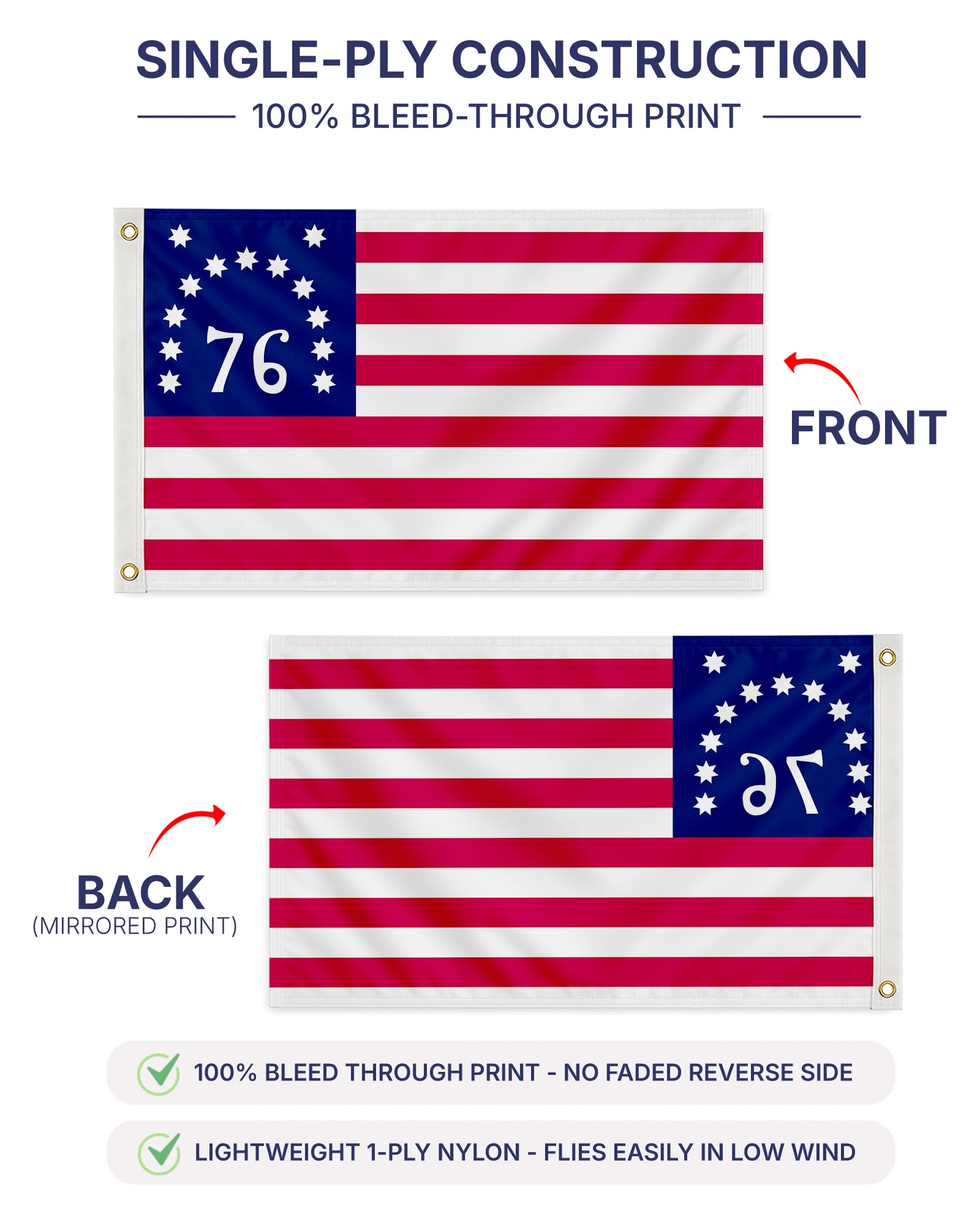 Amazon.com : AGAS Bennington 76 American Flag, 2x3 2'x3' Heavy