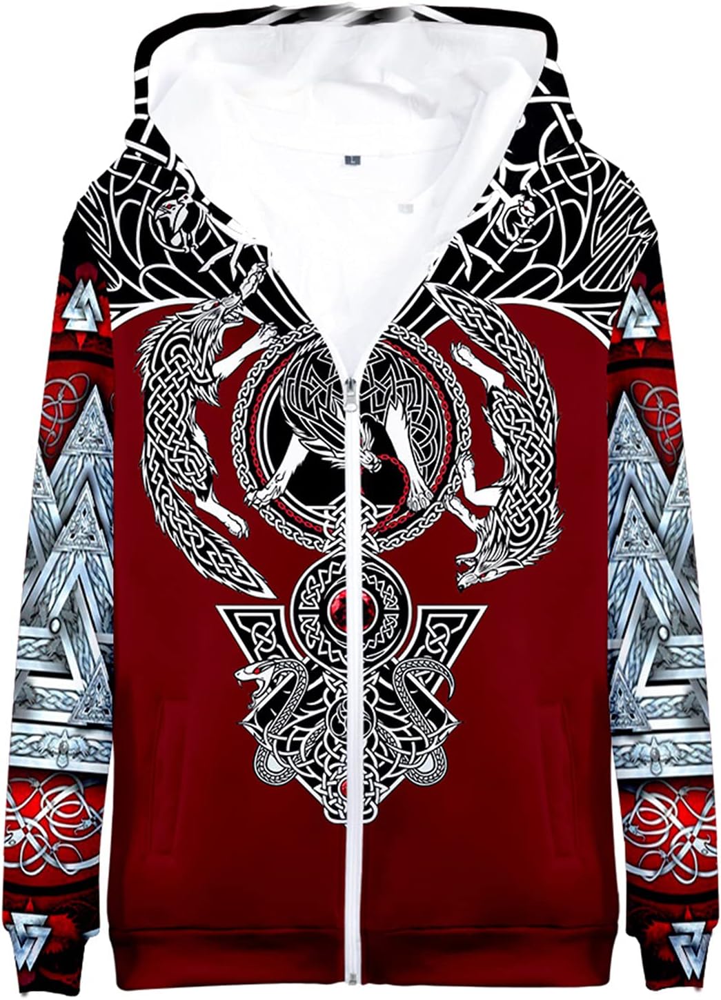 Felpa Con Cappuccio Unisex Con Stampa 3D Vichinga – Giacca Con Cerniera E Tatuaggio Nordico – Comoda Per Uomo E Donna