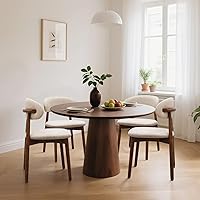 AmoUnico Farmhouse Dining Chairs Set of 4, Mid-Century Modern Upholstered Kitchen Chairs with Curved Back, Light Camel Velvet