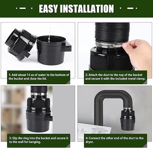 Miniatura 5 de VIWINVELA - Kit de ventilación para secadora interior 3 en 1 con trampa para pelusas y filtro de agua para secadora eléctrica (cubo de ventilación