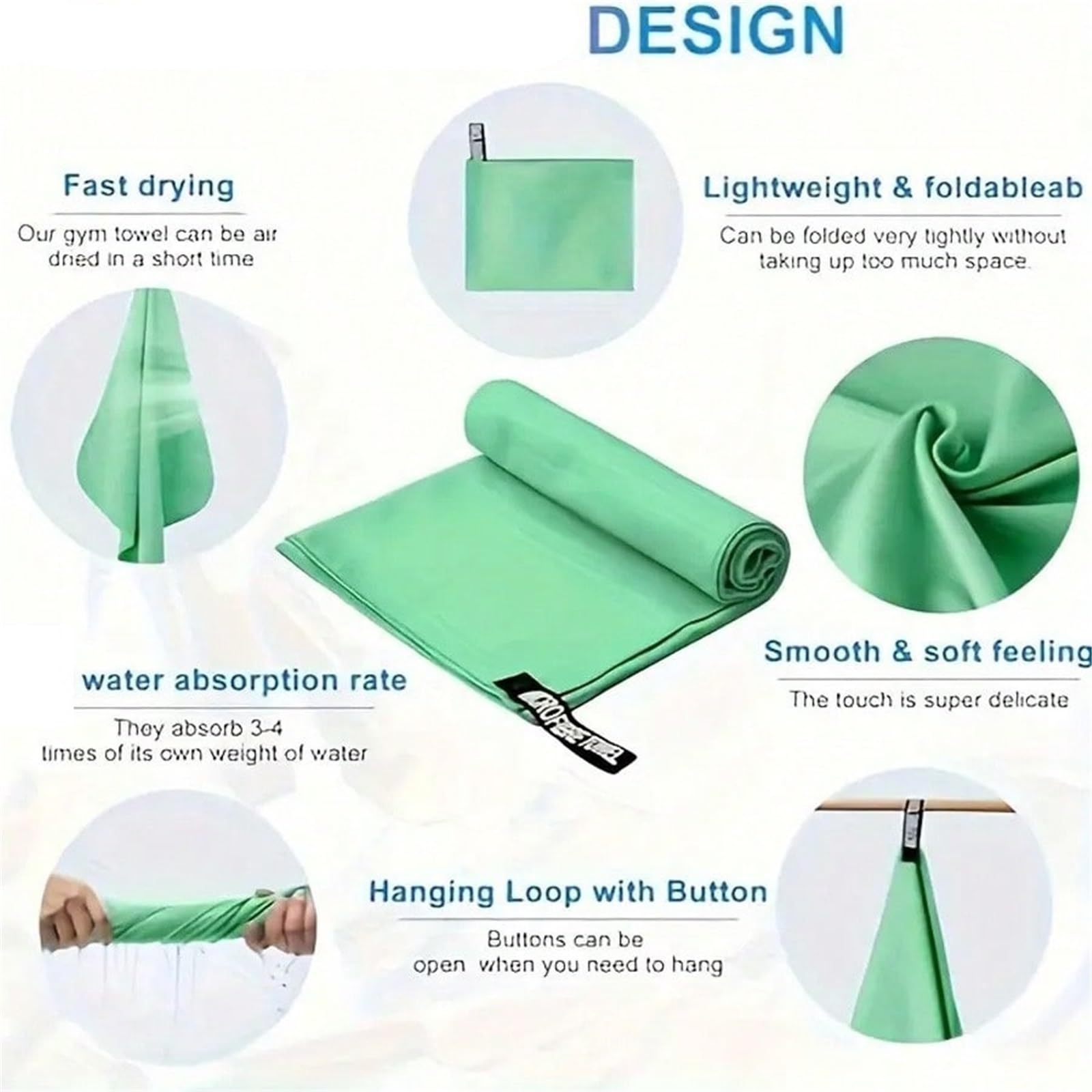 Sporthandtuch 2 Stück Outdoor-Sport-Handtücher, schnelltrocknend, schweißabsorbierend, weich, Mikrofaser-Strandtücher(Orange,40x80cm 80x180cm)