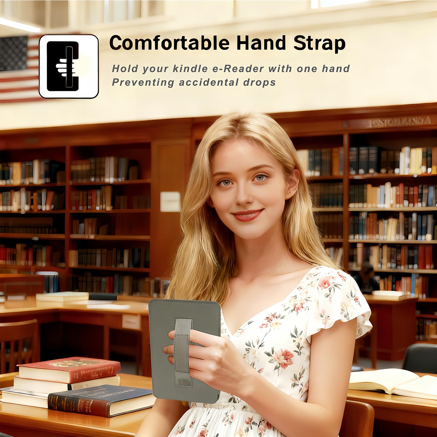 SCSVPN PQ94WIF Schutzhülle für Kindle Paperwhite 10. Generation 2018, mit Handschlaufe, automatischer Schlaf-/Wachmodell, schlank, leicht, PU-Leder, Smart-Schutzhülle, nur passend für 15,2 cm Kindle