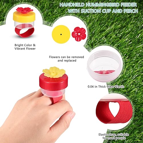 Miniatura 3 de Zopeal Comedero de muñeca para colibrí al aire libre, 2 piezas, alimentador de mano para colibrí, alimentación de perca con correa ajustable, mini