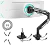 ARES WING Heavy Duty Ultrawide Monitor Arm - Gas Spring Aluminum Monitor Mount with USB for 24