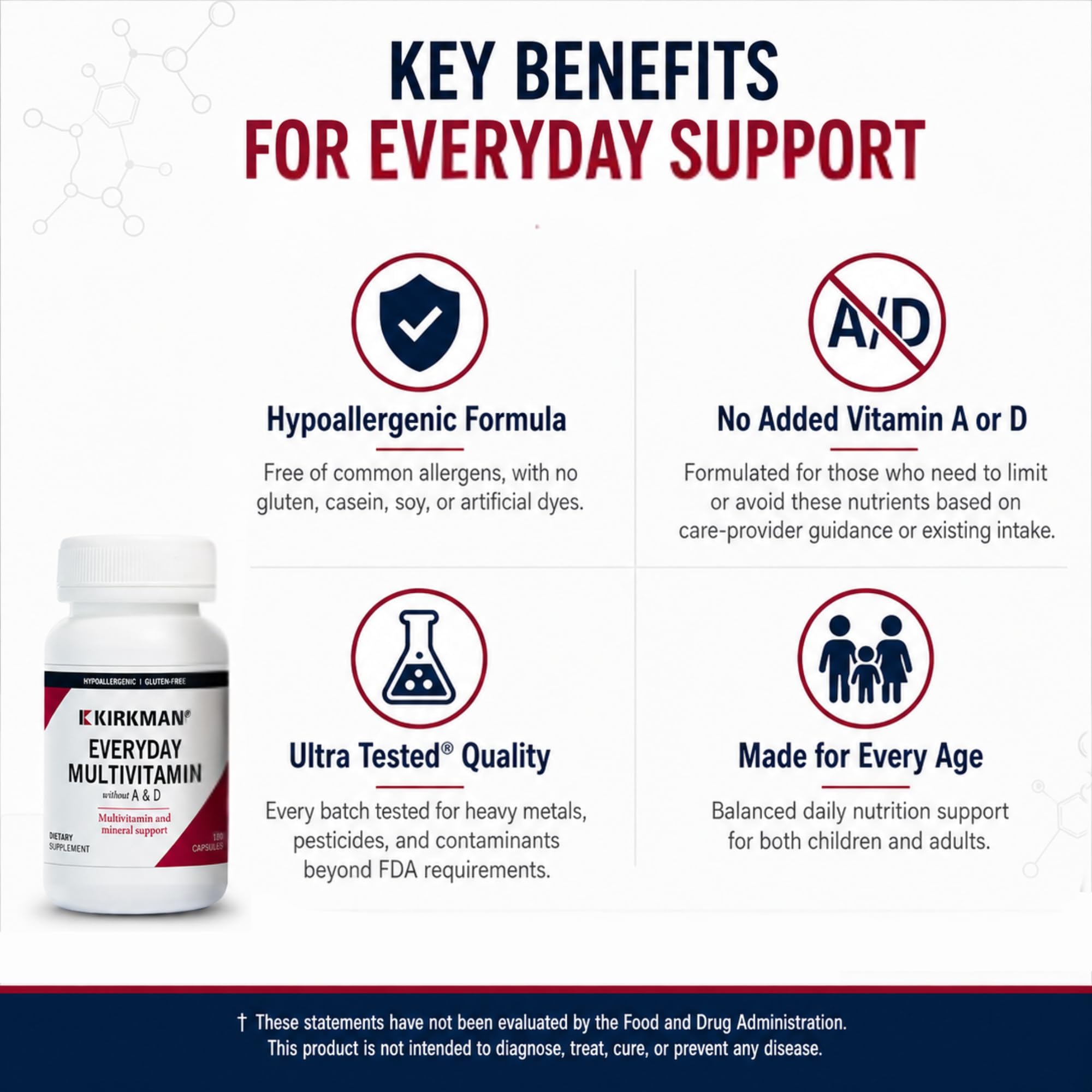 Kirkman Everyday Multivitamin Without Vitamins A & D, 180 Veg Capsules — Amazon image 3