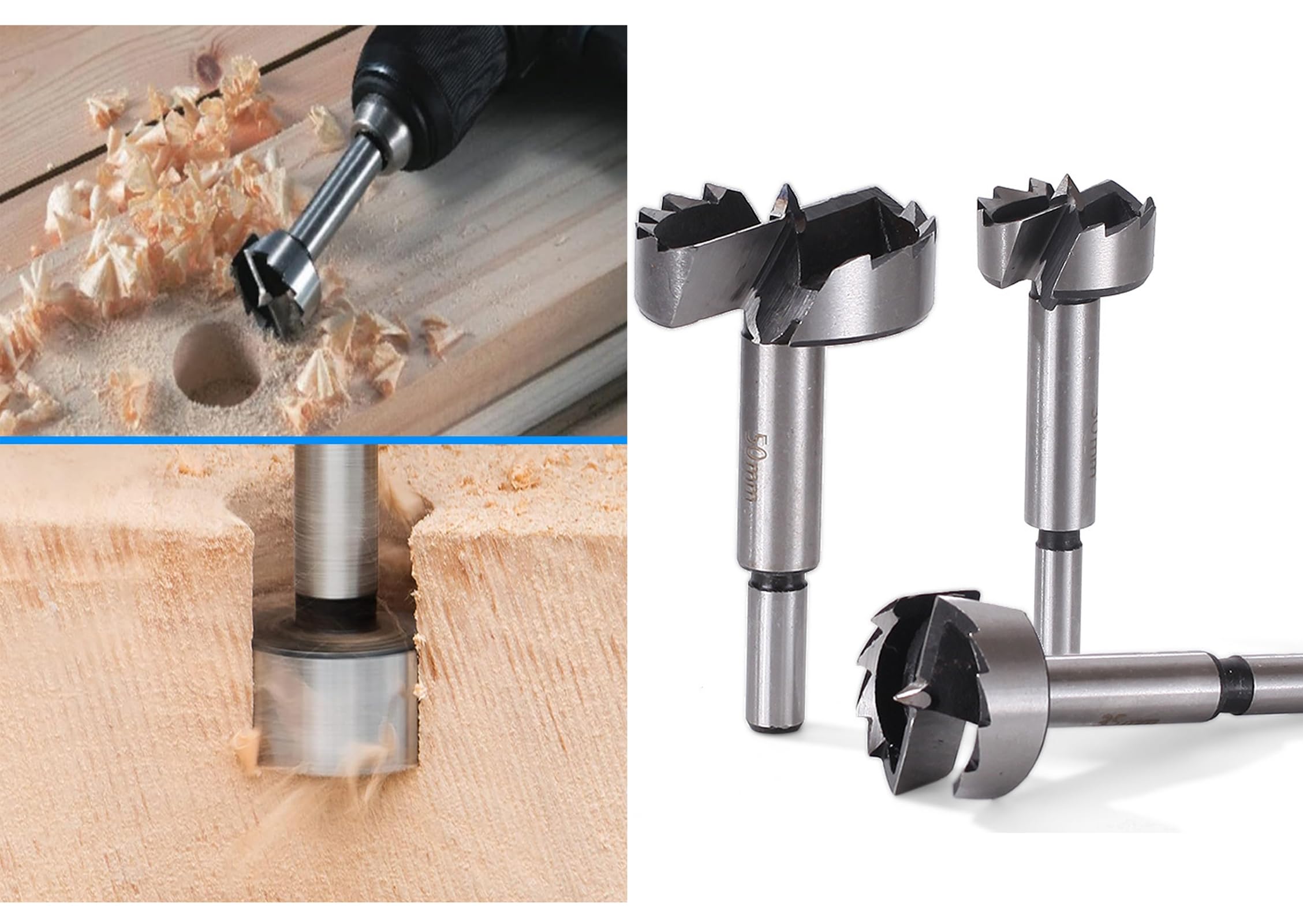 Punte Forstner Da 60 Mm Per Legno - Set Per Fori Piatti Con Multi-Dente In Carburo, Ideale Per Cerniere E Lavorazioni - Foto 4