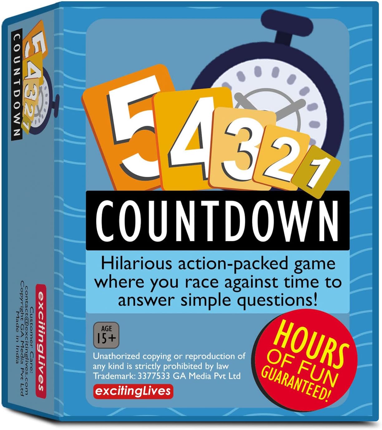 Countdown: Five Second Rule Party Game - Super Fun for Travel & Family Game Night for Teens and Adults - for Birthday, Parties, Christmas Day.