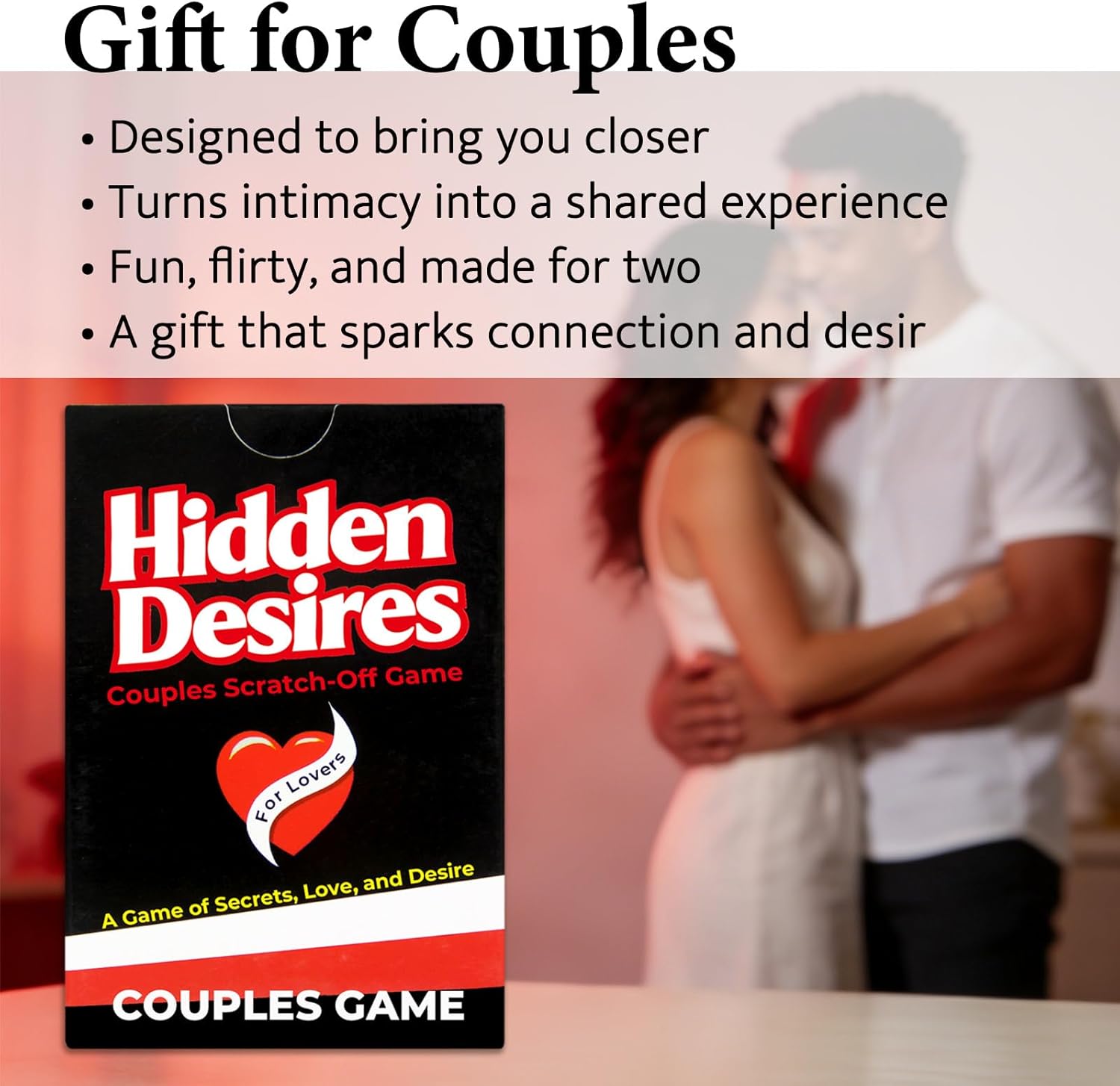 Couples Games, Hidden Desires Scratch Off Game - 64 Spicy, Dares and Romantic Cards, Couples Games for Date Night, Anniversary & Valentines Gifts, Bedroom Card Game for Couple