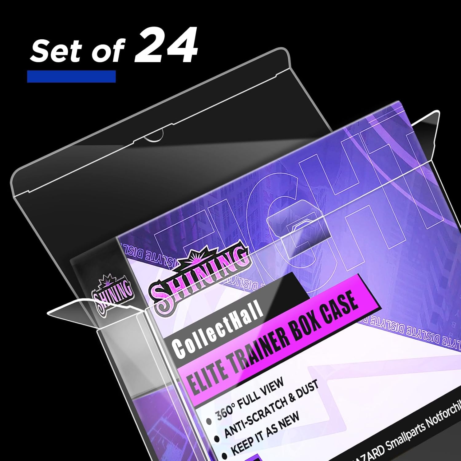 24 Packs Elite Trainer Box Protector Case, ETB Display Case ETB-Storage Case Transparent and Easy to Fold PKMN Etb Protector (Ultimate)