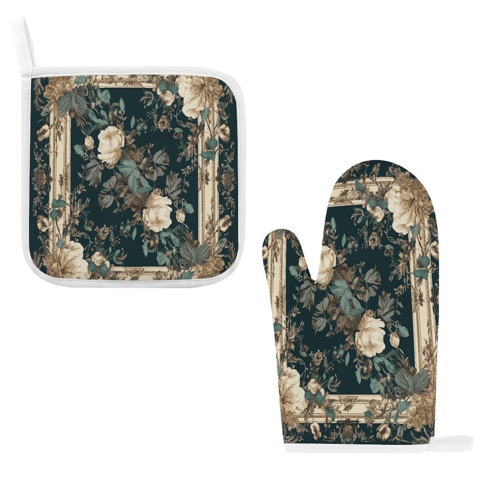 Fodpand Style Flowers On Frame Oven Mitts And Pot Holders Sets