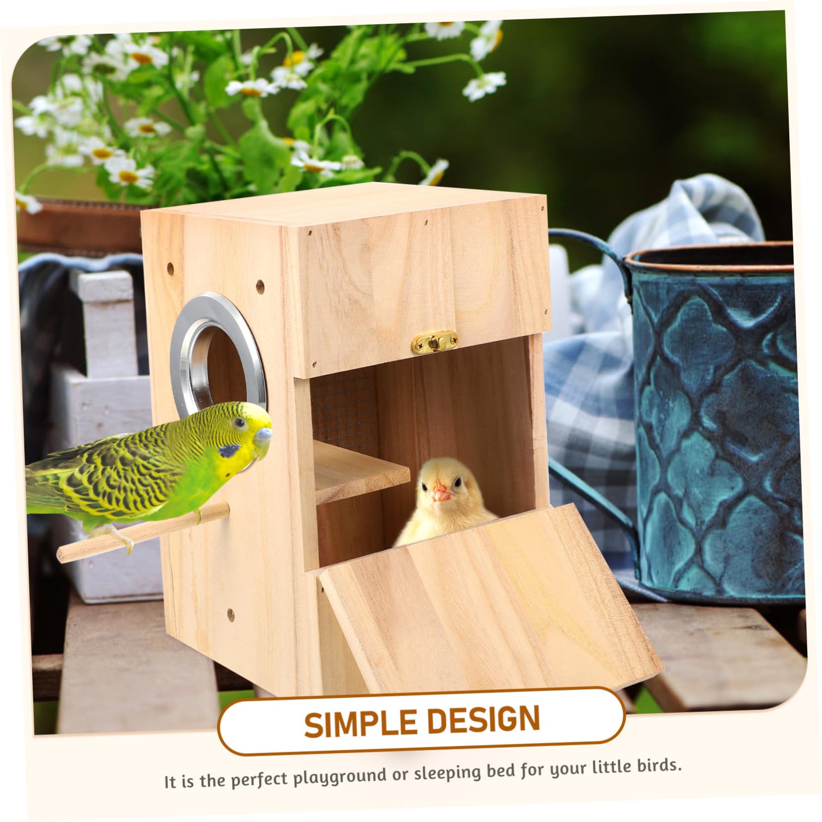 BESPORTBLE Coffret de Reproduction en Bois pour Petits Oiseaux, Nichoir Beige, Espace de Repos Jeu, pour Canaris
