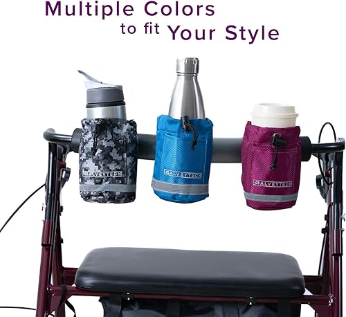Miniatura 7 de AlveyTech Portavasos universal de tela irrompible  para scooters de movilidad, silla eléctrica de transporte, silla de ruedas, ATV, andador,