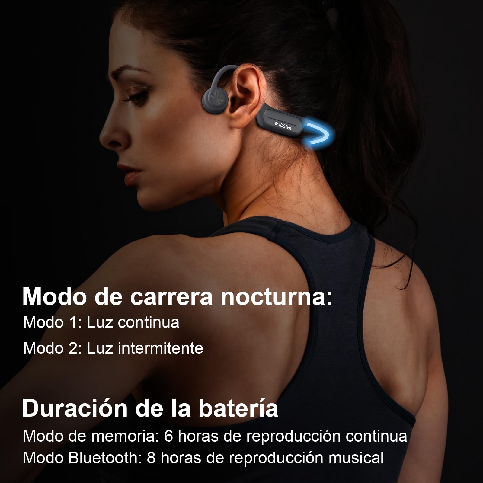 Voistek Auriculares Conducción Ósea Bluetooth 5.3, IP68 Impermeables, Cascos Conducción Ósea Inalámbricos, Reproductor MP3 Integrado 32GB, Auriculares Deportivos Open-Ear para Nadar, Correr, Ciclismo