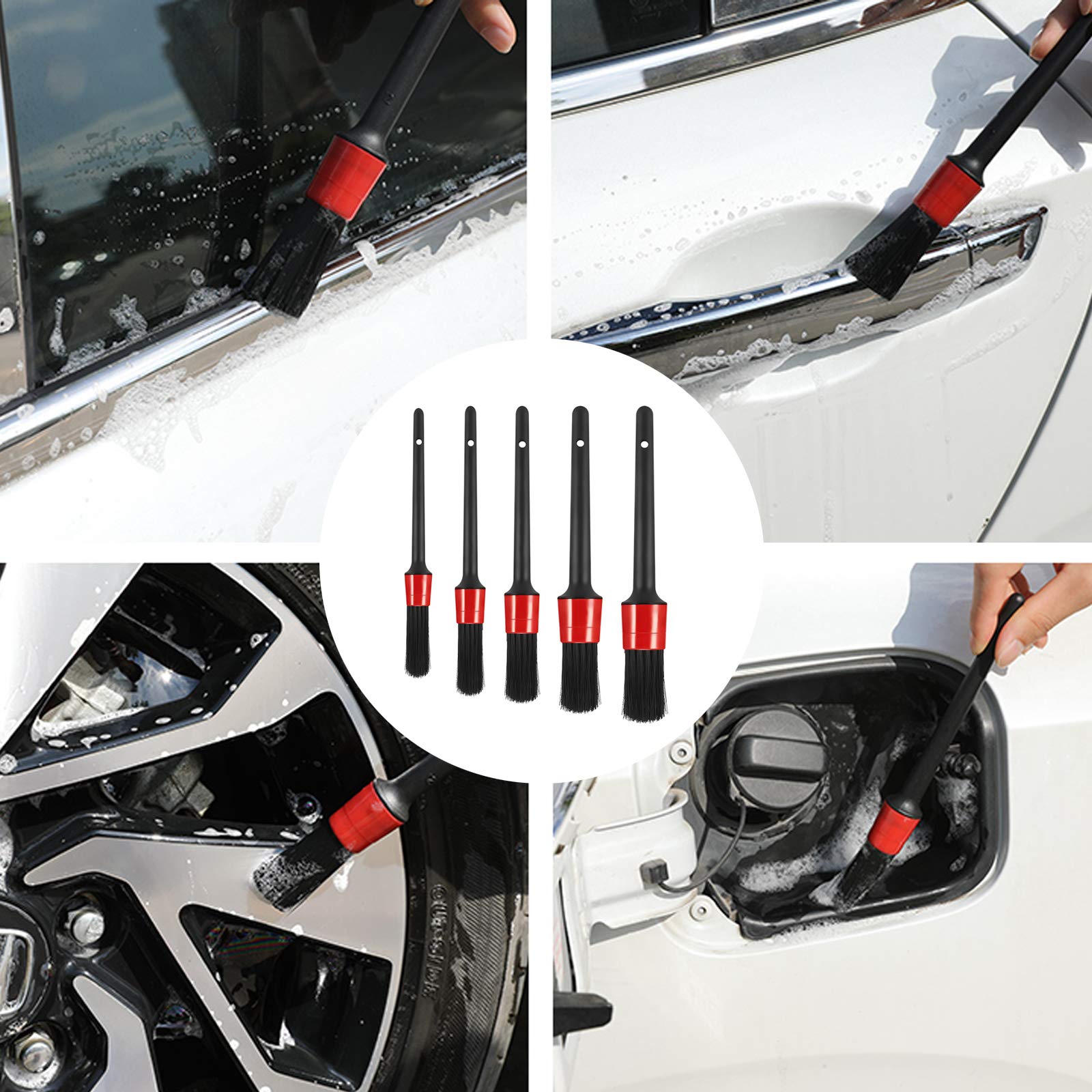 ChAusa 5 Pièces Pinceau Detailing Auto,Pinceaux Nettoyage