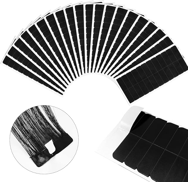 EBANKU 240Pcs Double Sided Hair Tape - Hair Extension Tape Tabs Replacement Tape for Hair Extensions Lace Wig Hairpiece Toupee Hair Weft (Black)