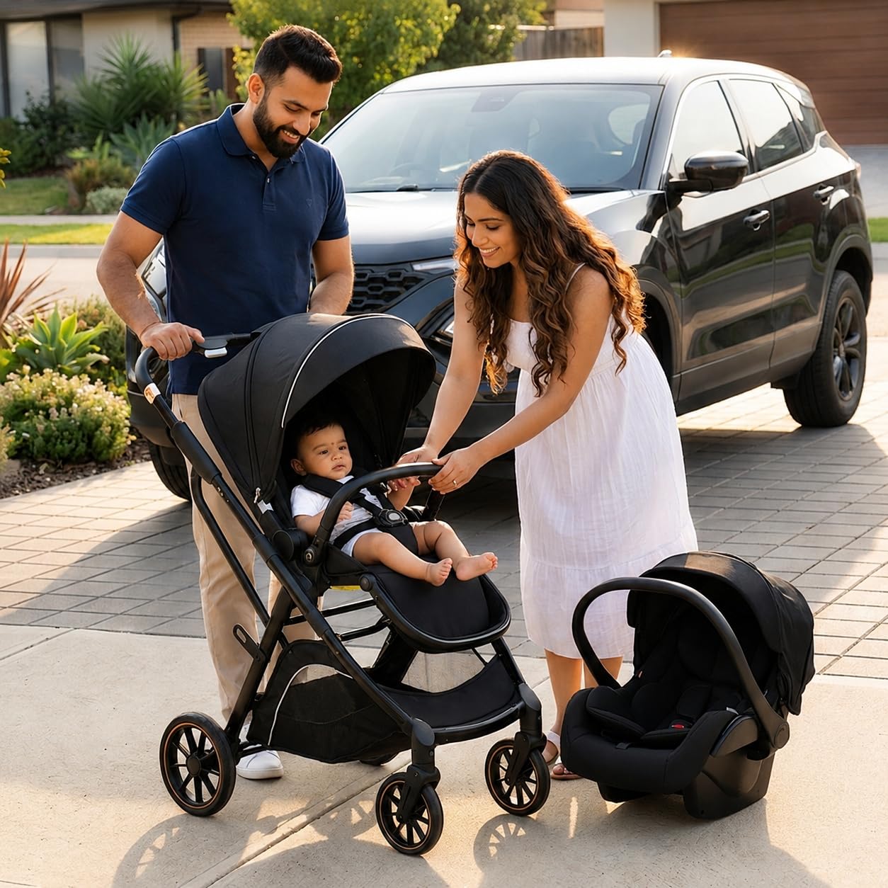 Urban Glide (T7) Two Essentials, One Purchase | Travel System Baby Stroller for 0 to 3 Years with Car Sea & Reversible Seating | 3-Position Recline and One-Touch Fold Travel Stroller (Black)-image-22