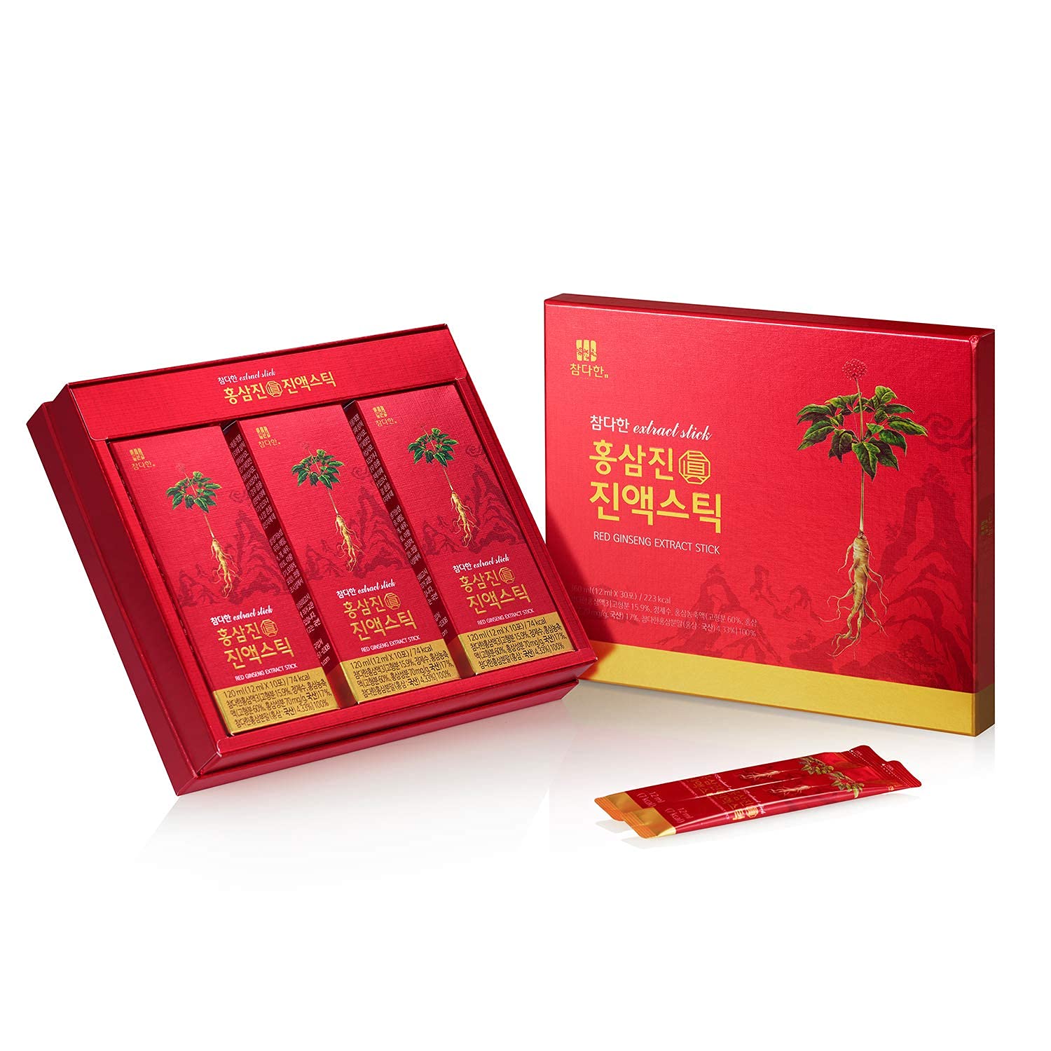 Chamdahan Korean Whole Red Ginseng Extract Stick Essence (12ml x 30sticks) 1Day Ginsenoside 17mg - Boosting Immune System, Building Stamina, Fights Fatigue, Promoting Blood Circulation, Improve Memory