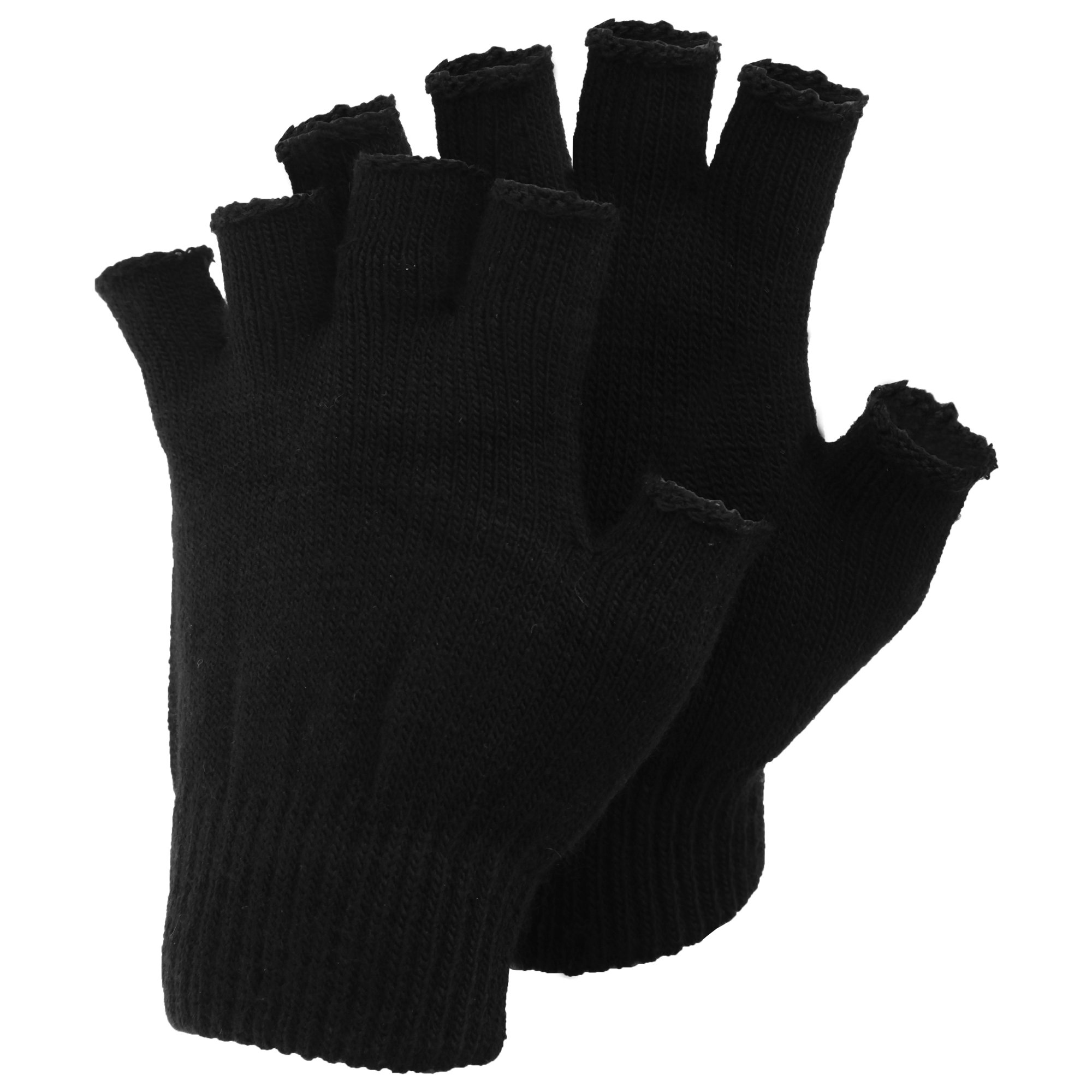 Mens Plain Fingerless Magic Winter Gloves (One Size) (Black)