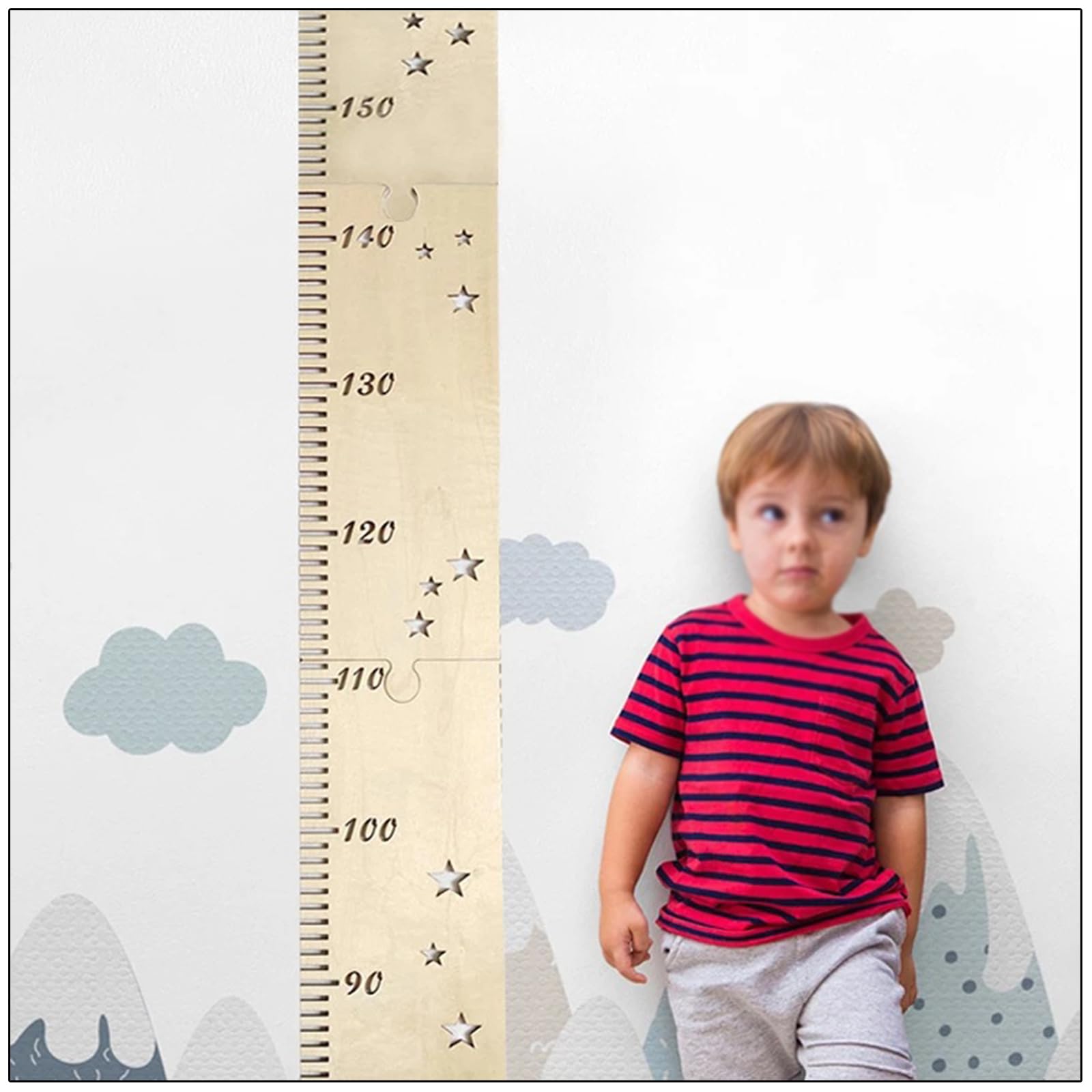 Grafici Di Altezza In Legno Misuratore Per Bambini 50-200 Cm Decorazione Murale Cameretta (Set Da 5)