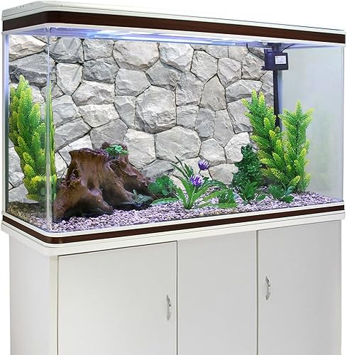 Miniatura 2 de AWERT Fondo de acuario de piedra blanca de 30x18 pulgadas Fondo de tanque de peces rocosos Fondo de terrario de roca Fondo de poliéster duradero