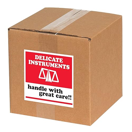 Miniatura 2 de Tape Logic Aviditi Tape Logic - Calcomanía de advertencia de 4 x 4 pulgadas, "Delicate Instruments - HWC", rojo/blanco/negro, para envío,
