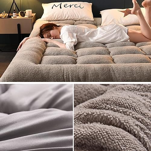 Miniatura 3 de QQXX Colchón de futón grueso para piso, colchón de tatami japonés, almohadilla para dormir plegable, antideslizante para invierno, suave,