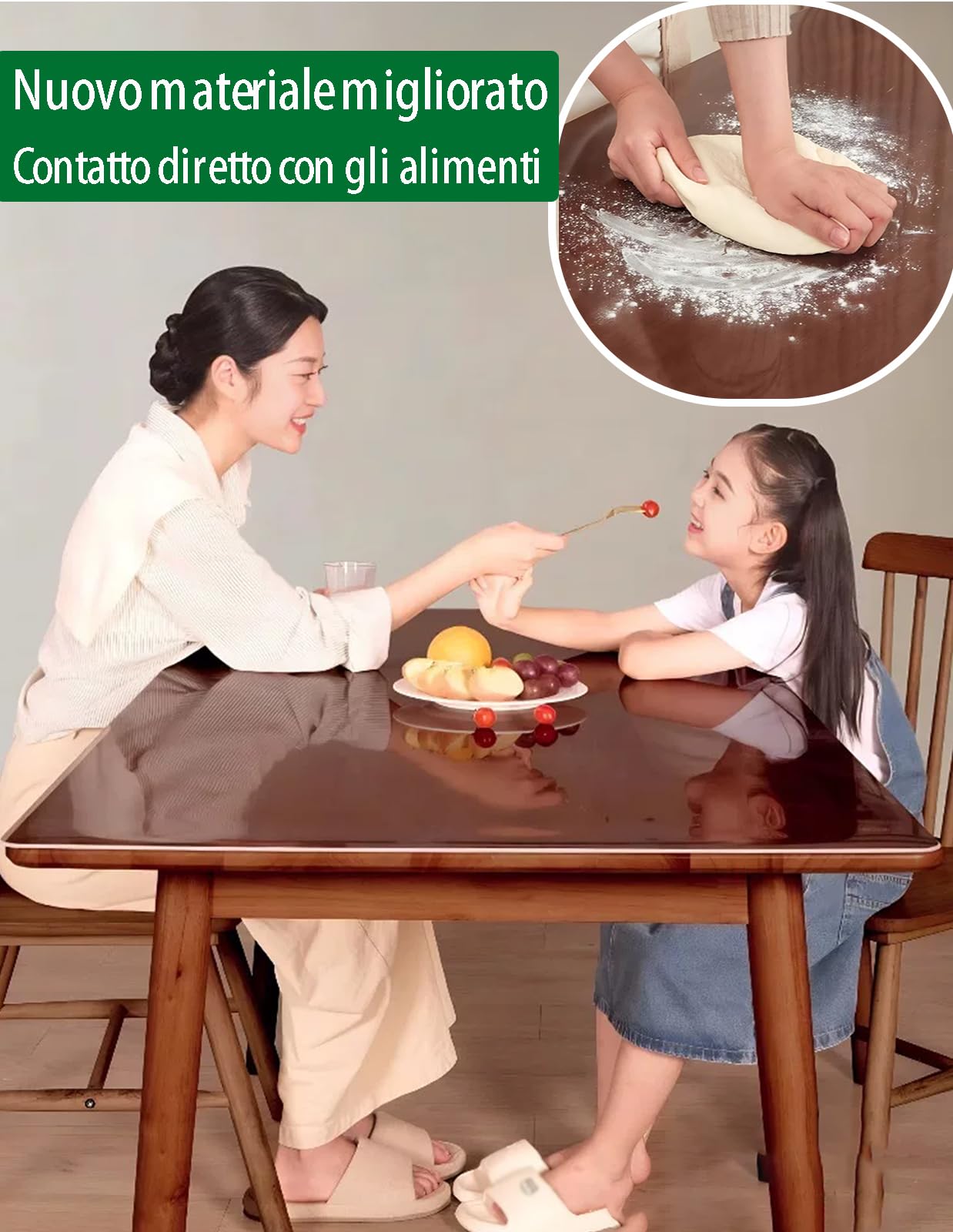 Generico Tovaglia PVC Trasparente Copritavolo Plastificata Impermeabile 3mm Pellicola Protettiva Copri 100x70cm Lavabile pellicola Tovaglia Antimacchia per Scrivania Tavolino Pellicola Tavolo