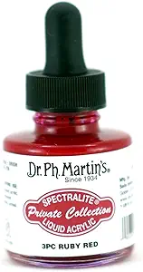Dr. Ph. Martin's Spectralite Private Collection Liquid Acrylics (3PC) Arcylic Paint Bottle, 1.0 oz, Ruby Red