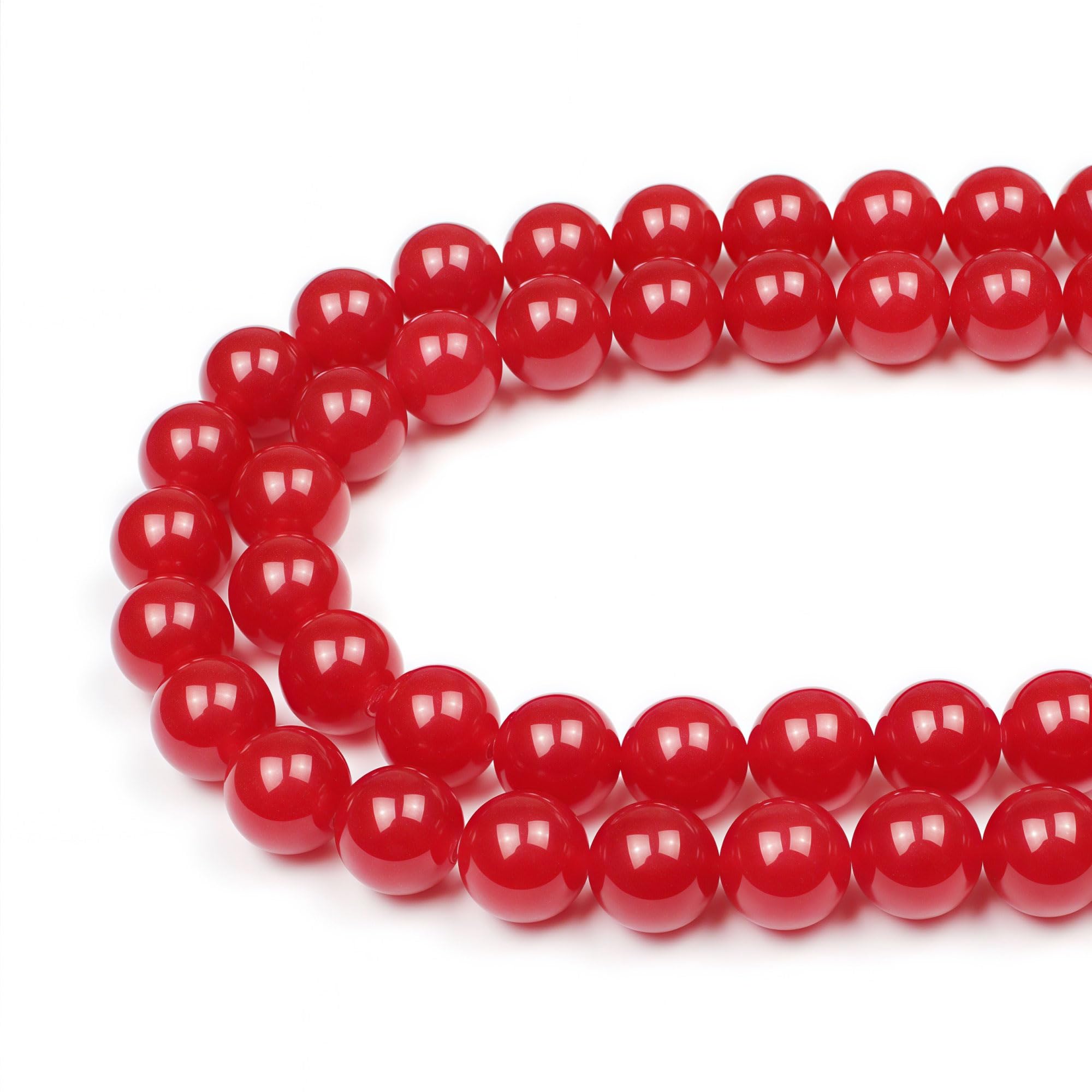 MJDCB Natural Red Jade Round Loose Beads for Jewelry Making DIY Bracelet Necklace (6mm)