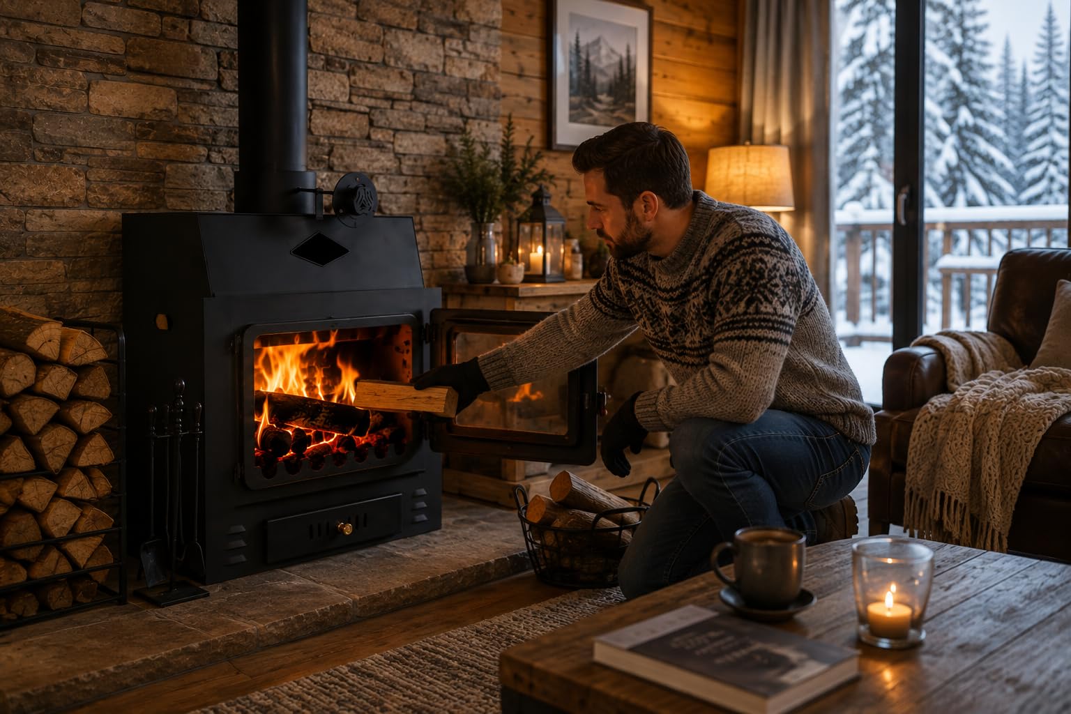 Prity G - Inserto per camino | 16 kW di potenza di riscaldamento | Efficienza A | Tubo di fumo Ø 200 mm | guida ad aria | forno a legna compatto per grandi spazi abitativi