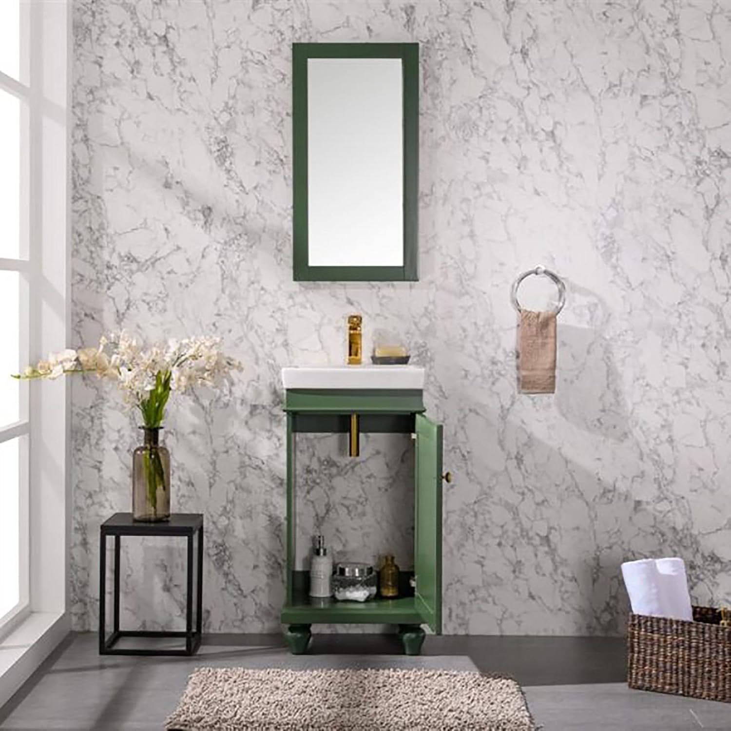 Legion Furniture Vogue Green Sink Vanity - White Ceramic Top & Sink 18 inch/Vogue Green