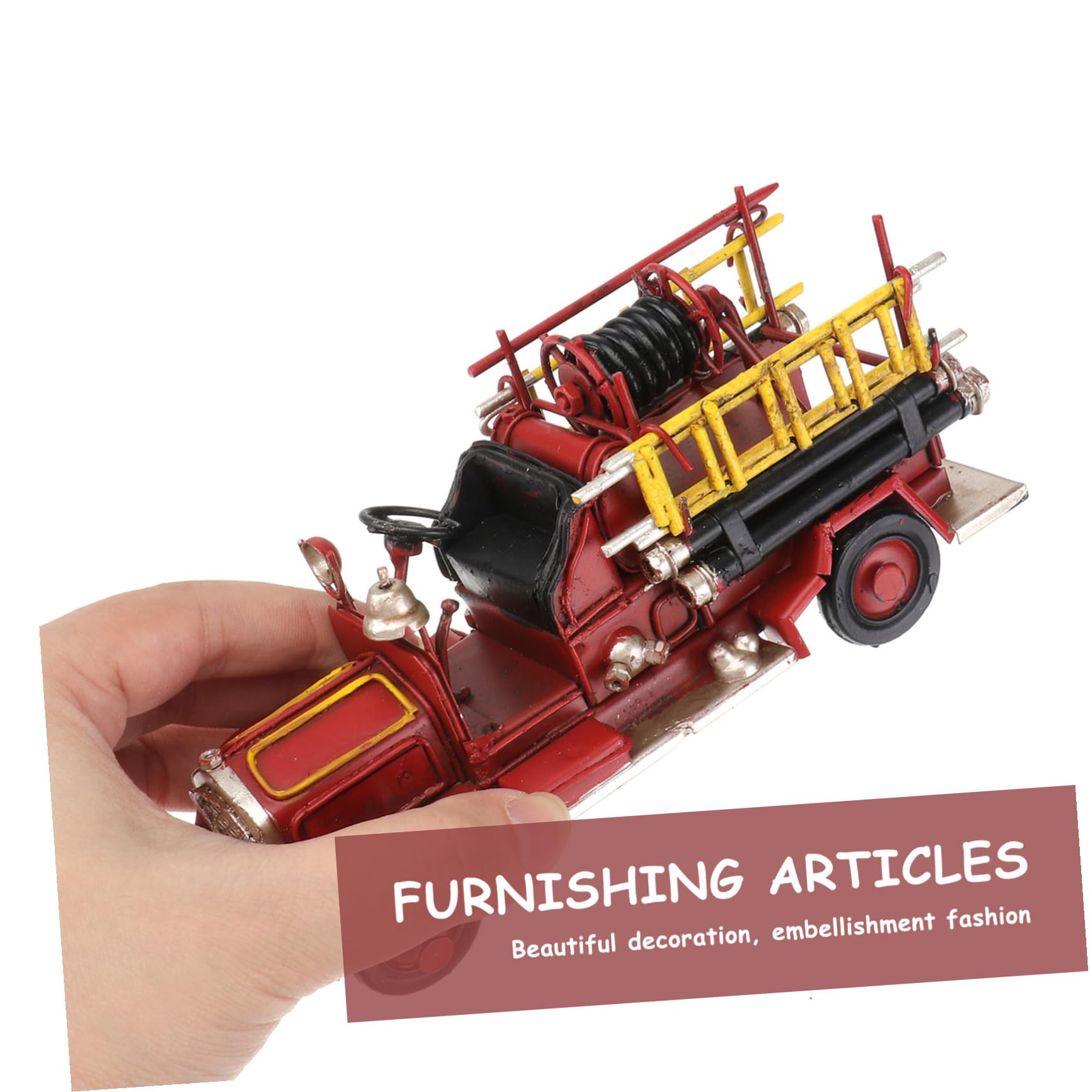 NOLITOY Kleiner Deko Vintage Feuerwehrauto Eisen, Modell aus Retro für Büro