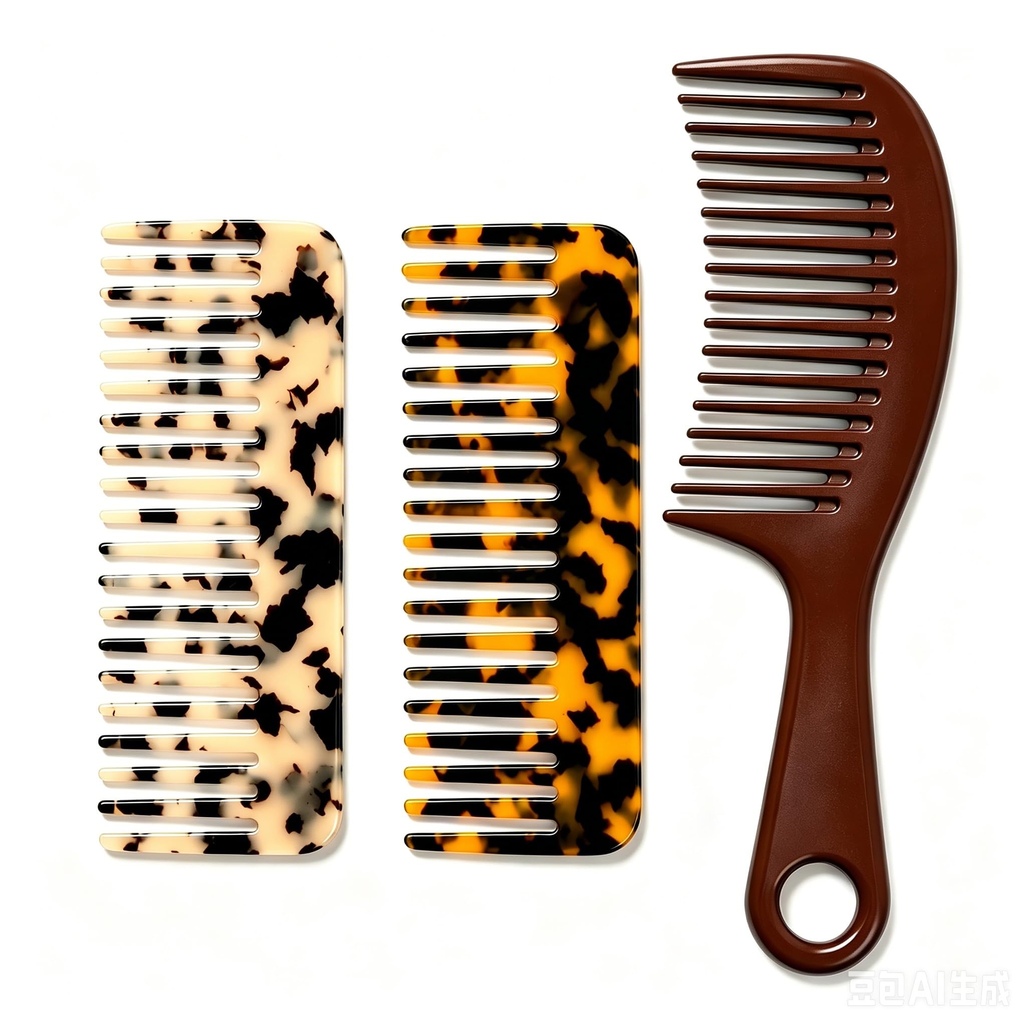 Peine de dientes anchos para rizos y cabello grueso, peine desenredante, acetato de celulosa, antiestático, 6 pulgadas, uso húmedo/seco, paquete de 2