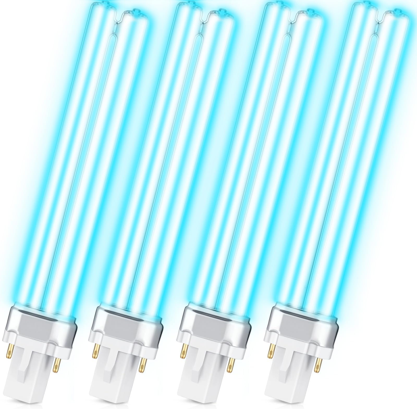 UV UV-C Light Bulbs 9W G23 Base Replacement Bulb for Outdoor Pond Clarifier Lamp Compatible with UVE9 CF400 CF500 UVCP-9 JUP-01 303B 304B R18 R18D R2000 (4, G23 Base)
