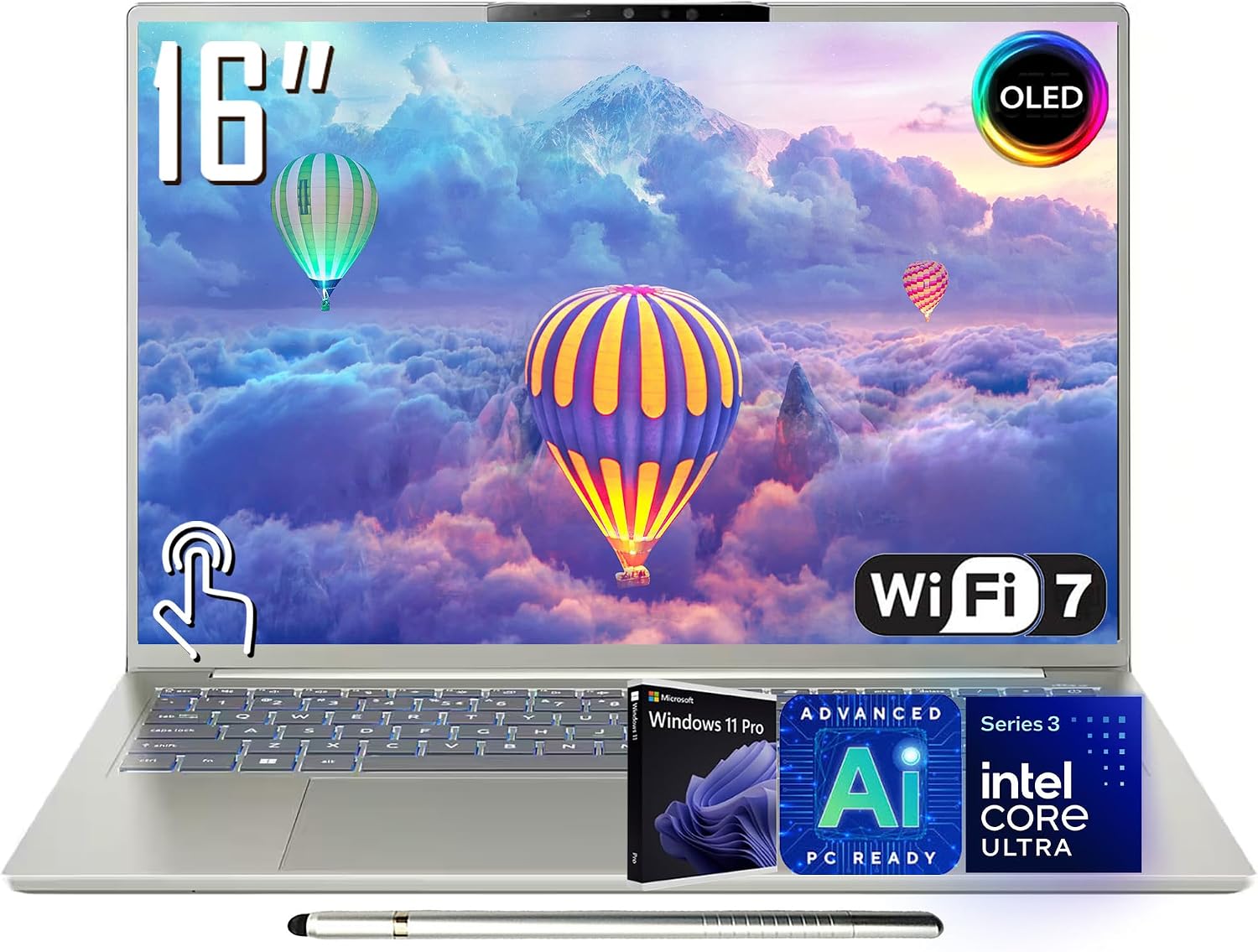 Acer Swift Go 16 AI Copilot+ PC Laptop, 16" 2K OLED Touchscreen, Intel 8-core Ultra 7 355(>Ultra 9 288V), 32GB LPDDR5X, 1TB SSD, Backlit KB, Wi-Fi7, Thunderbolt 4, w/Stylus, Win11PRO