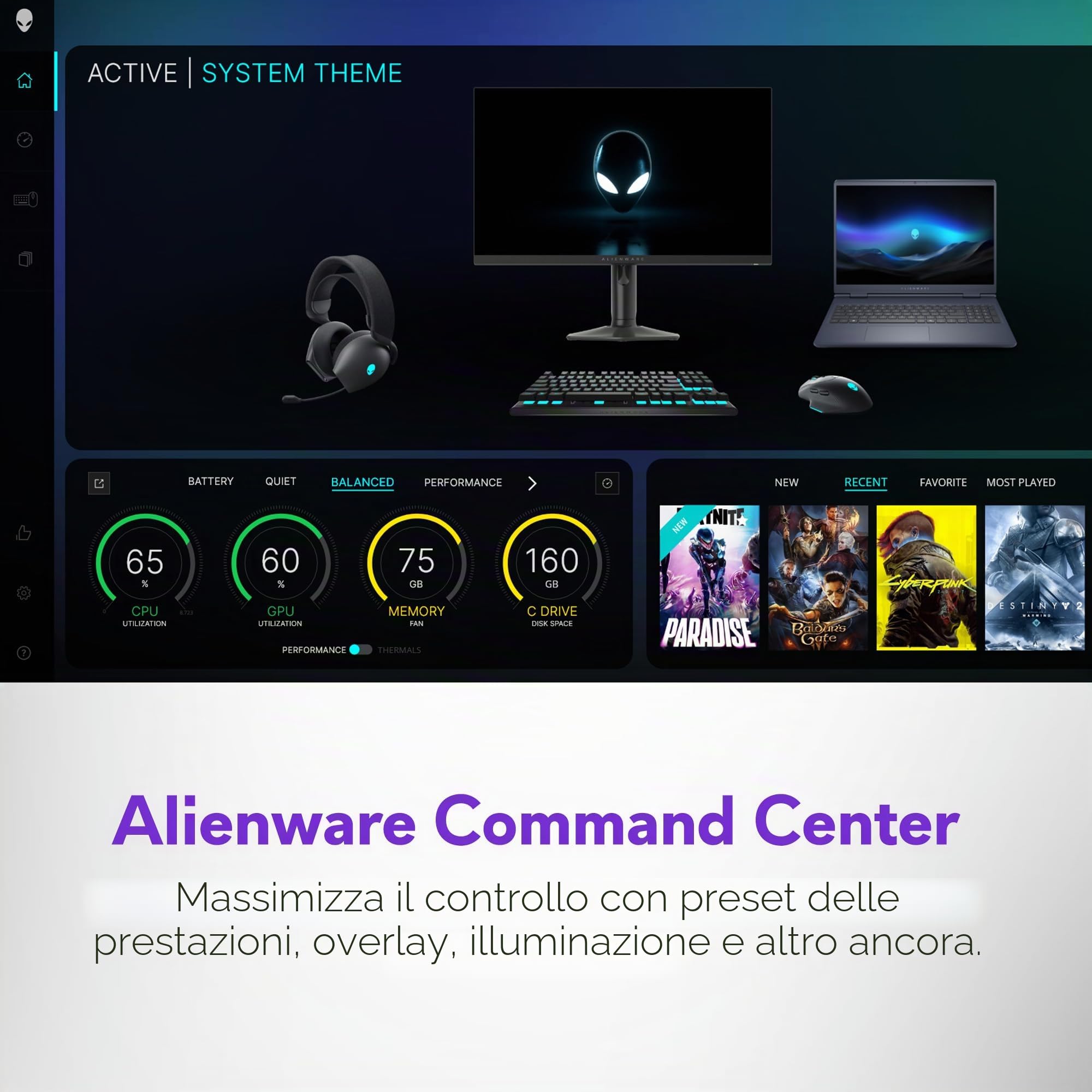 Alienware 16 Aurora Laptop da gioco AC16250-16" WQXGA 120 Hz, processore Intel Core 7-240H, RAM DDR5 16 GB, SSD da 1 TB, scheda grafica NVIDIA GeForce RTX 5050 8 GB, Windows 11 Home