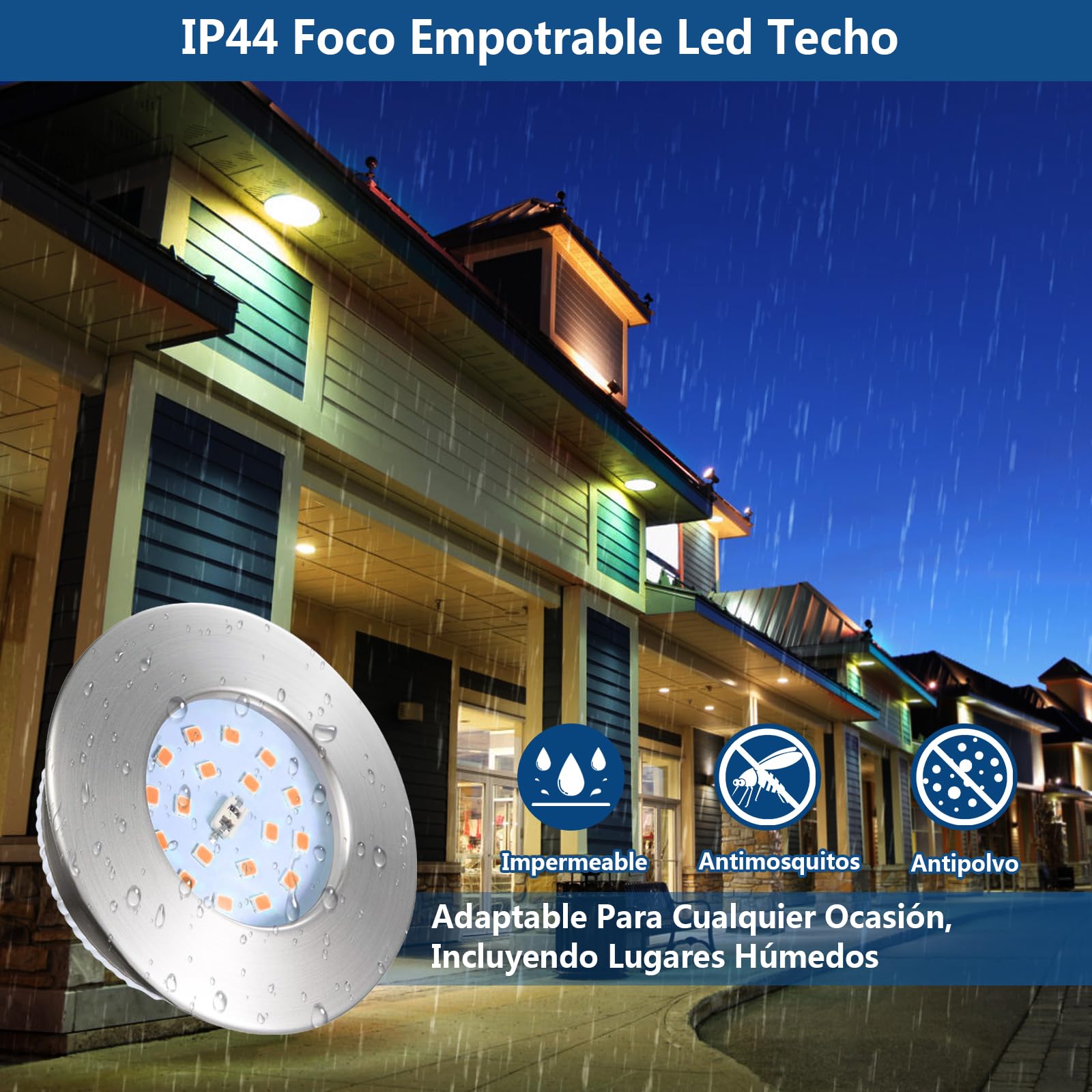 HiBay 4x Downlight LED Techo Empotrable 5W Extraplano Redondo Blanco Cálido 3000K IP44 Corte 60-68mm AC 220-240V Foco Empotrable LED Techo Ojo de Buey