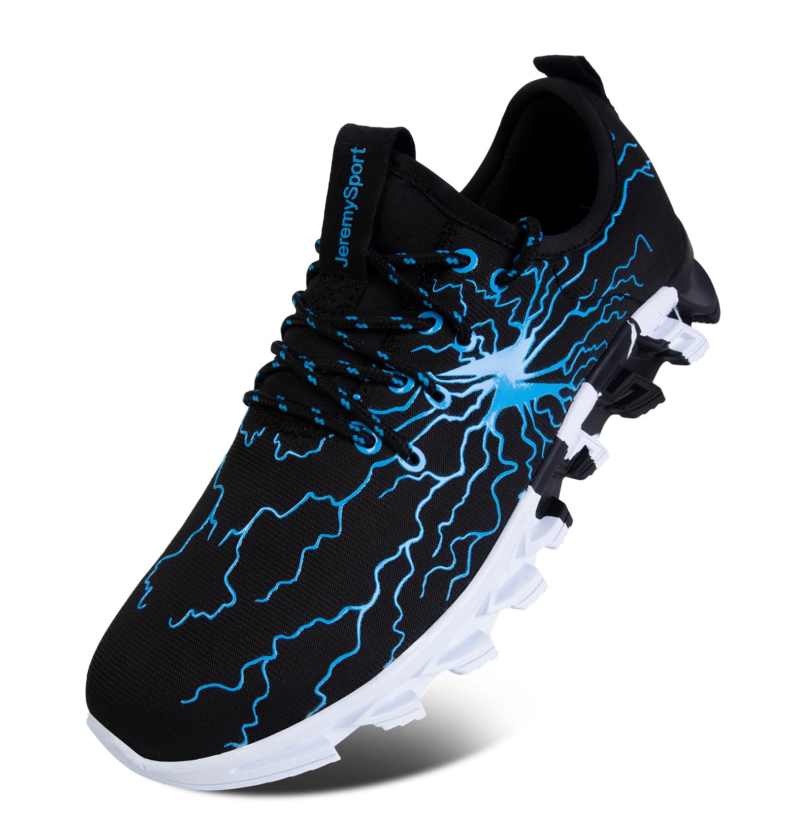 BULLZINE Little/Big Boys Girls Running Sneakers Kids Lightweight Breathable Casual Walking Shoes Blue